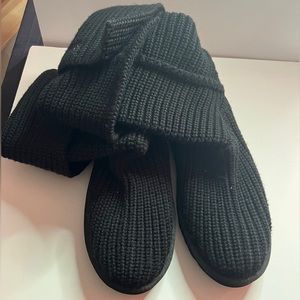 UGG Austrailian Womens Classic Cardy Sweater Knit Black Pull On Boot #5819 US 10